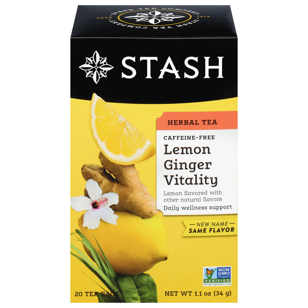 Stash World of Tea Herbal Tea Caffeine Free Lemon Ginger Vitality Kosher Parve