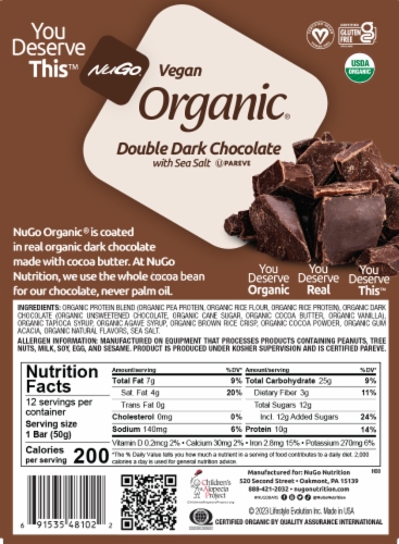 NuGo Vegan Organic Dark Chocolate Cherry & Pomegranate 10g Protein Gluten Free Kosher Parve