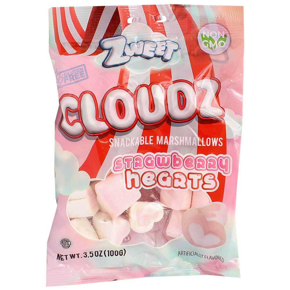 Zweet Clouoz Snackable Marshmallows Strawberry Hearts 100g