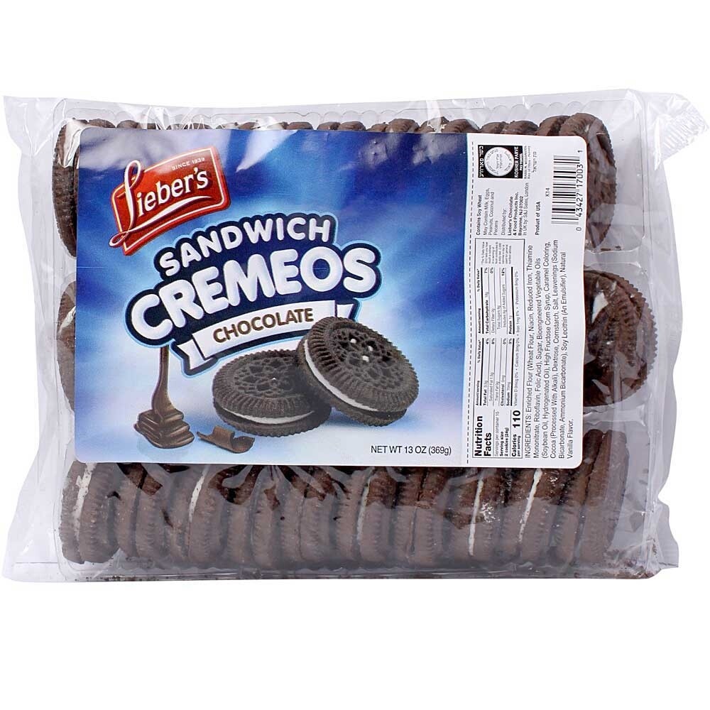 Liebers Sandwich Cremeos Chocolate 13 oz Kosher Parve