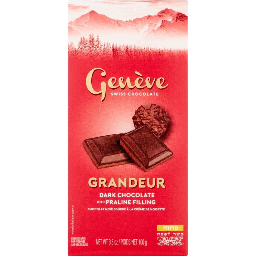 Geneve Swiss Chocolate Grandeur Dar Chocolate Praline Filing 3.5oz