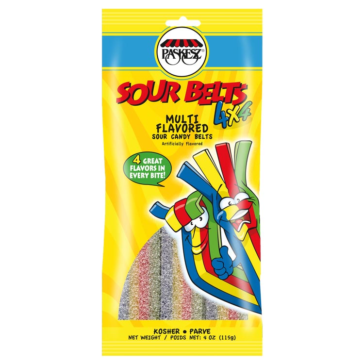 Paskesz Sour Belts (4x4) 4 oz