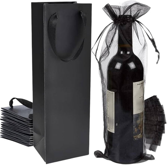 Bolsa de regalo negra para botella de vino