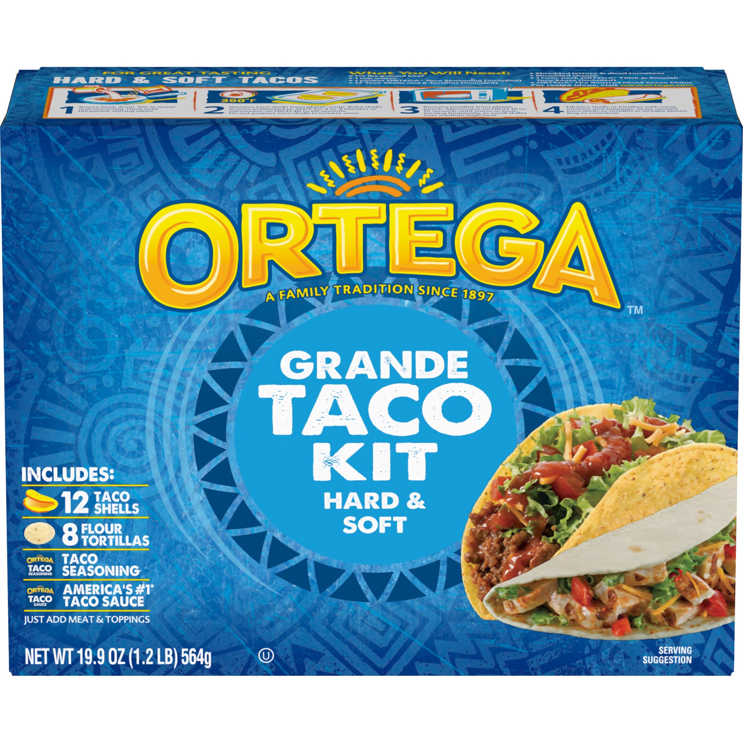Ortega Grande Taco Kit Hard & Soft 564g  Kosher Parve