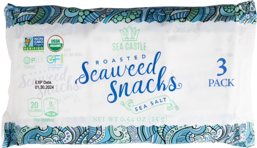 SEA CASTLE ORGANIC SEA SALT 3 PACK SEAWEED SNACK 3 X 0.18 OZ.