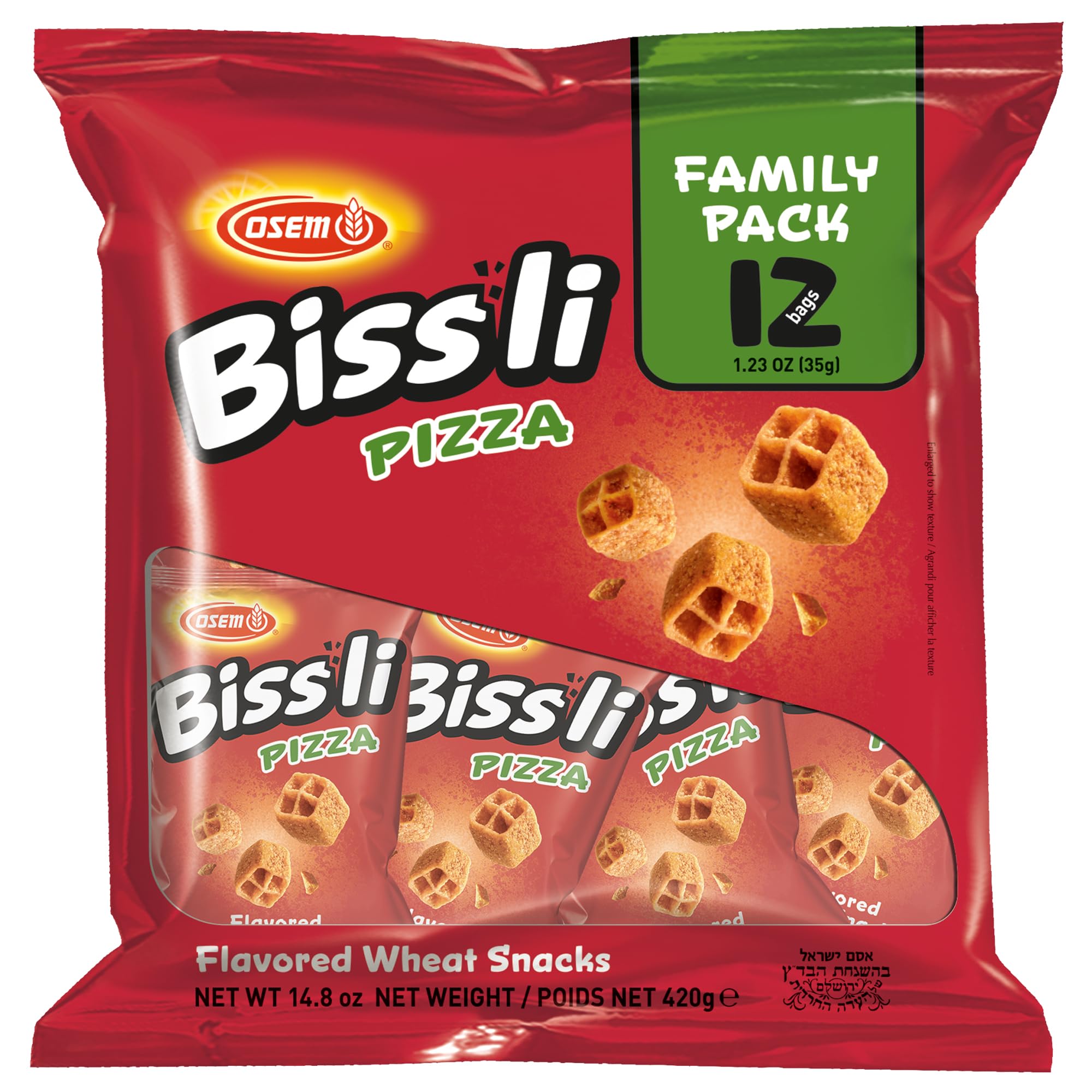 Osem Bissli Pizza Family Pack / 12 Bags inside of 1.23 oz Kosher Parve