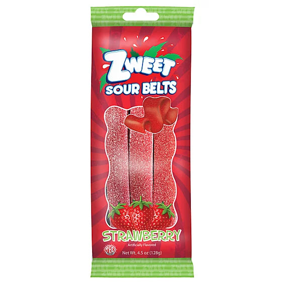 Zweet Sour Belts Strawberry Kosher Parve 7oz