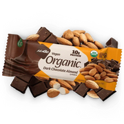 NuGo Vegan Organic Dark Chocolate Almond Bar 10 g Protein Kosher Parve Gluten-Free