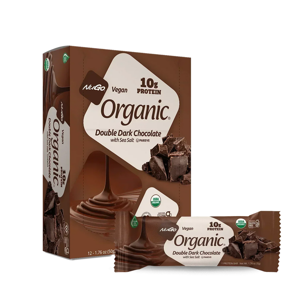 NuGo Vegan Organic Dark Chocolate Cherry & Pomegranate 10g Protein Gluten Free Kosher Parve