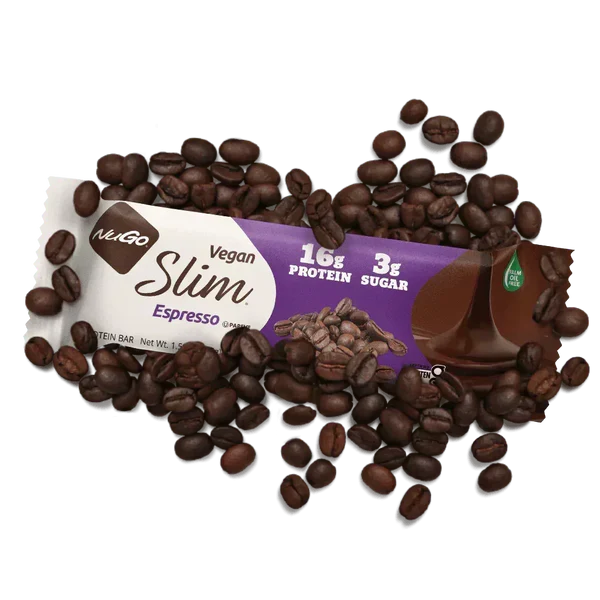 NuGo Vegan Slim Expresso Portein Bar 16 g Protein 3 g Sugar Kosher Parve Gluten-Free