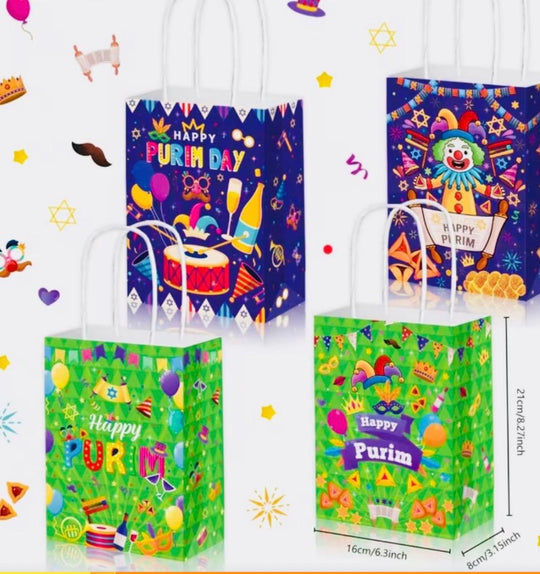 Purim Paper Gift Bag with Handles