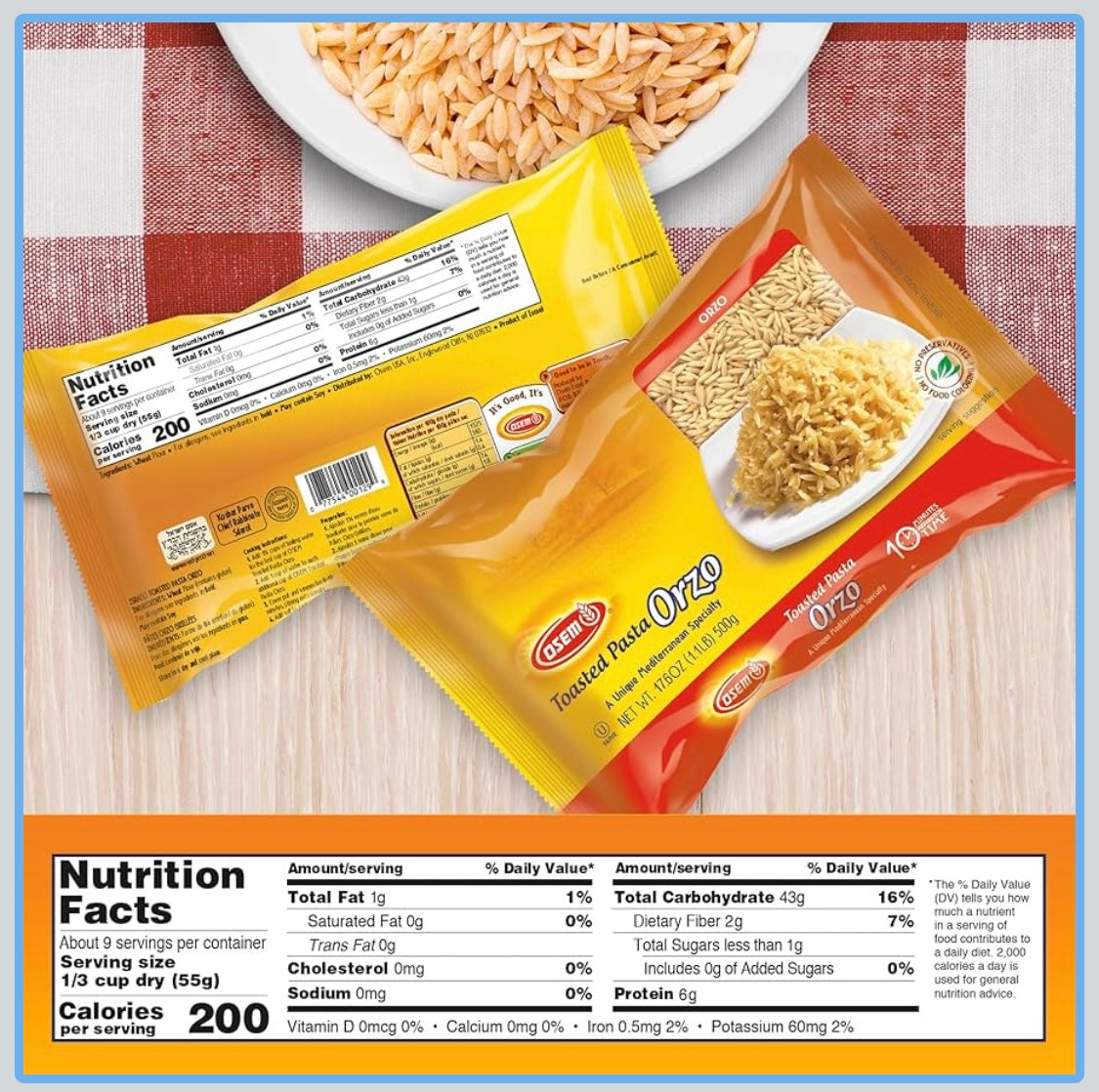 Osem Toasted Pasta Orzo 17,6 oz