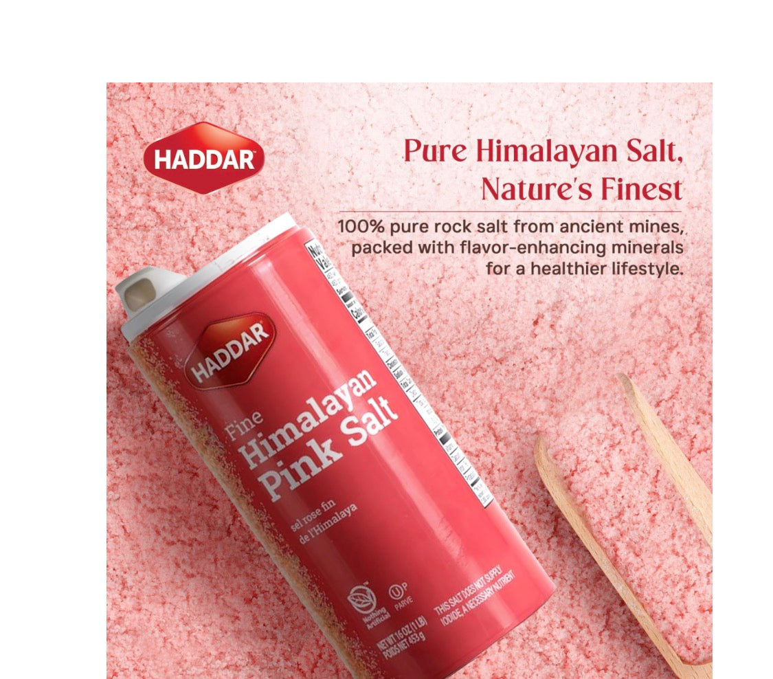 Haddar Fine Pink Himalayan Kosher Salt 16oz