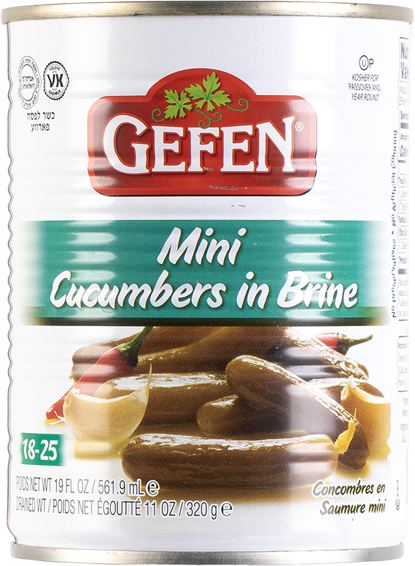 GEFEN MINI CUCUMBERS IN BRINE 18-25 DE 19 ONZAS