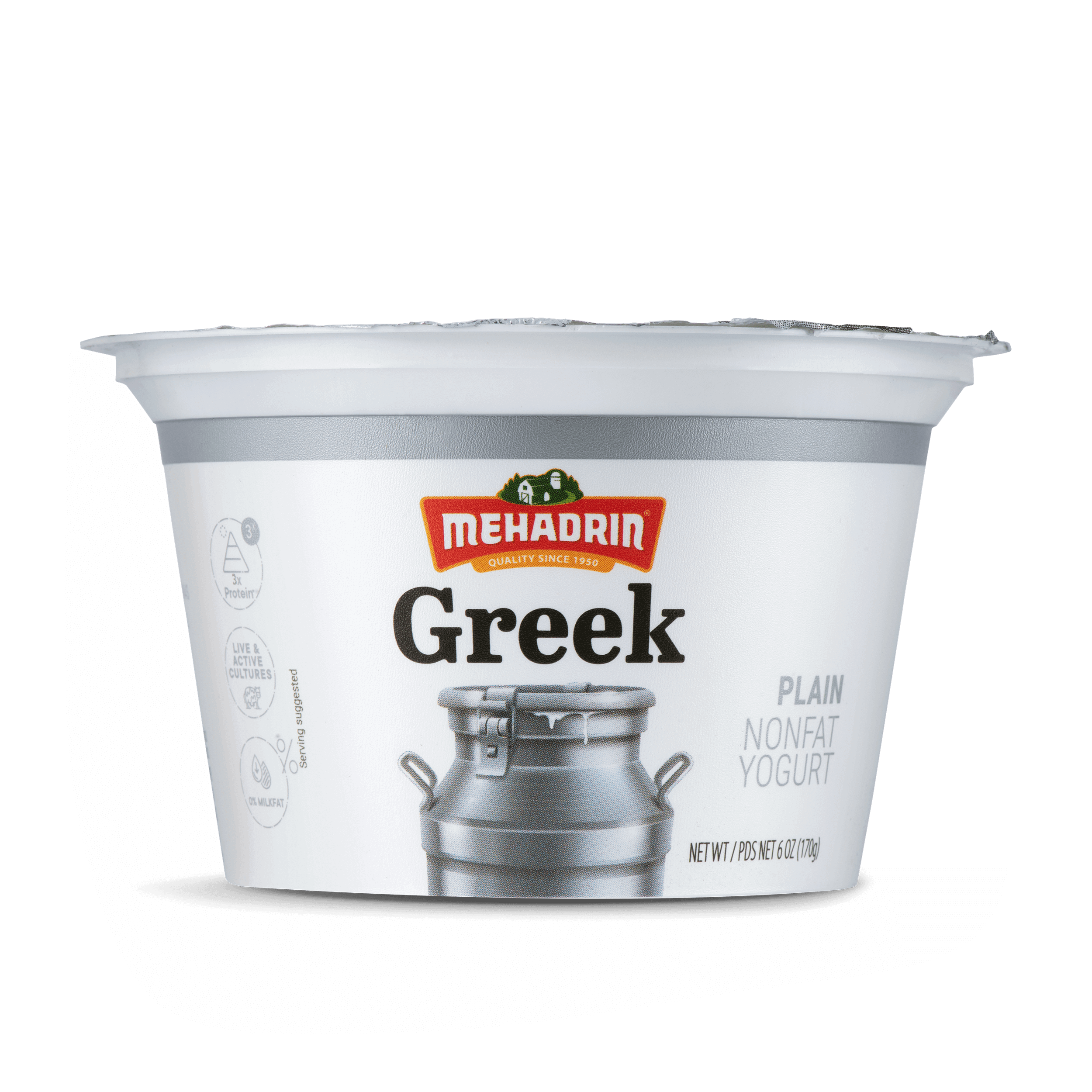 Mehadrin Yogurt Greek NonFat Plain 6oz