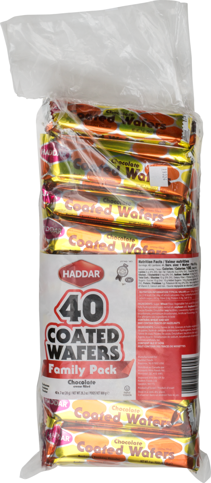 Haddar 40 Barquillos Cubiertos Paquete Familiar 7 oz