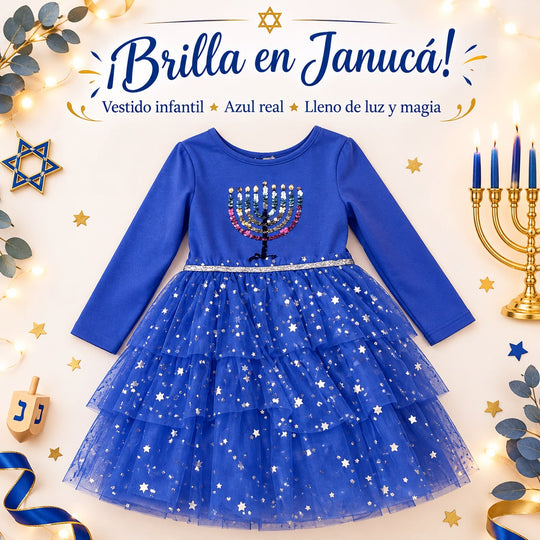 Blue Children's Dress with Glitter
