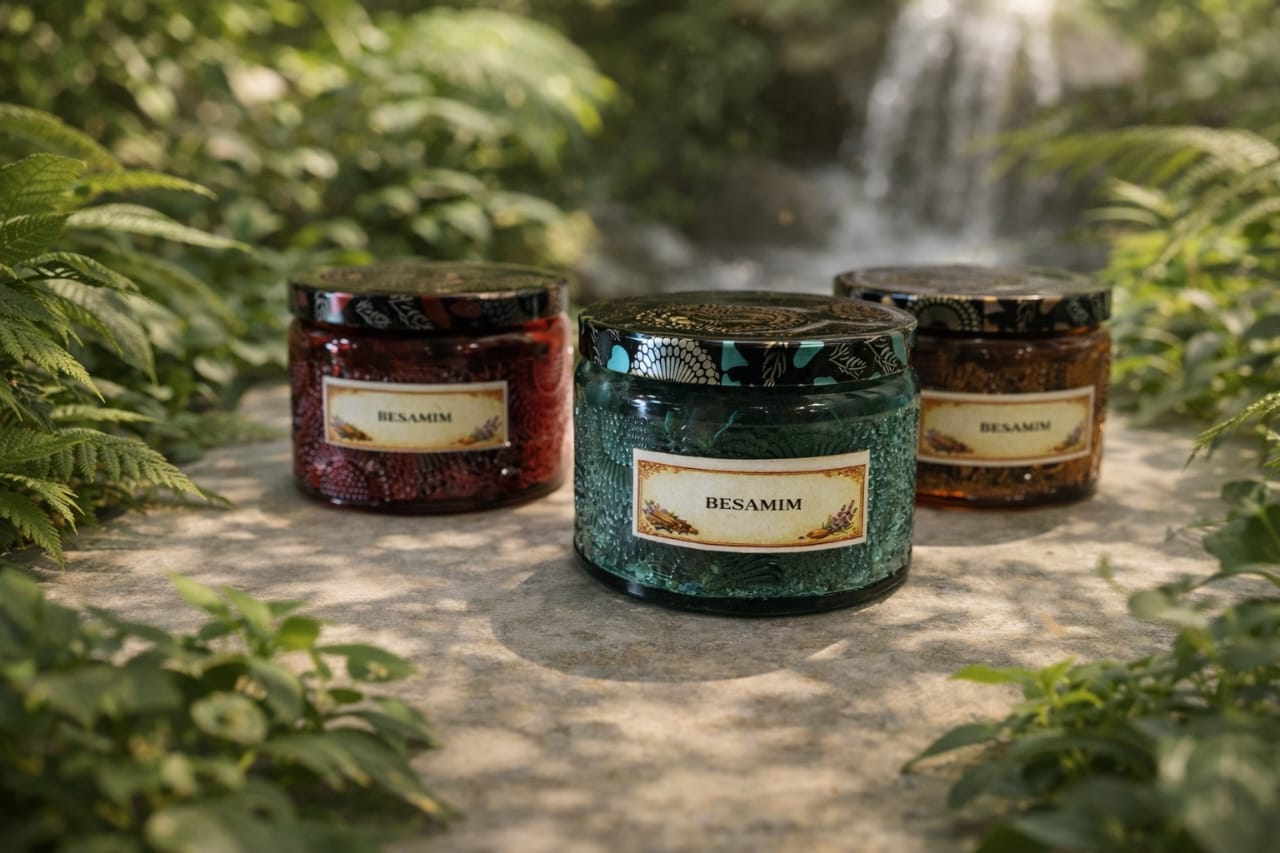 Besamin de vidrio con especies aromáticas