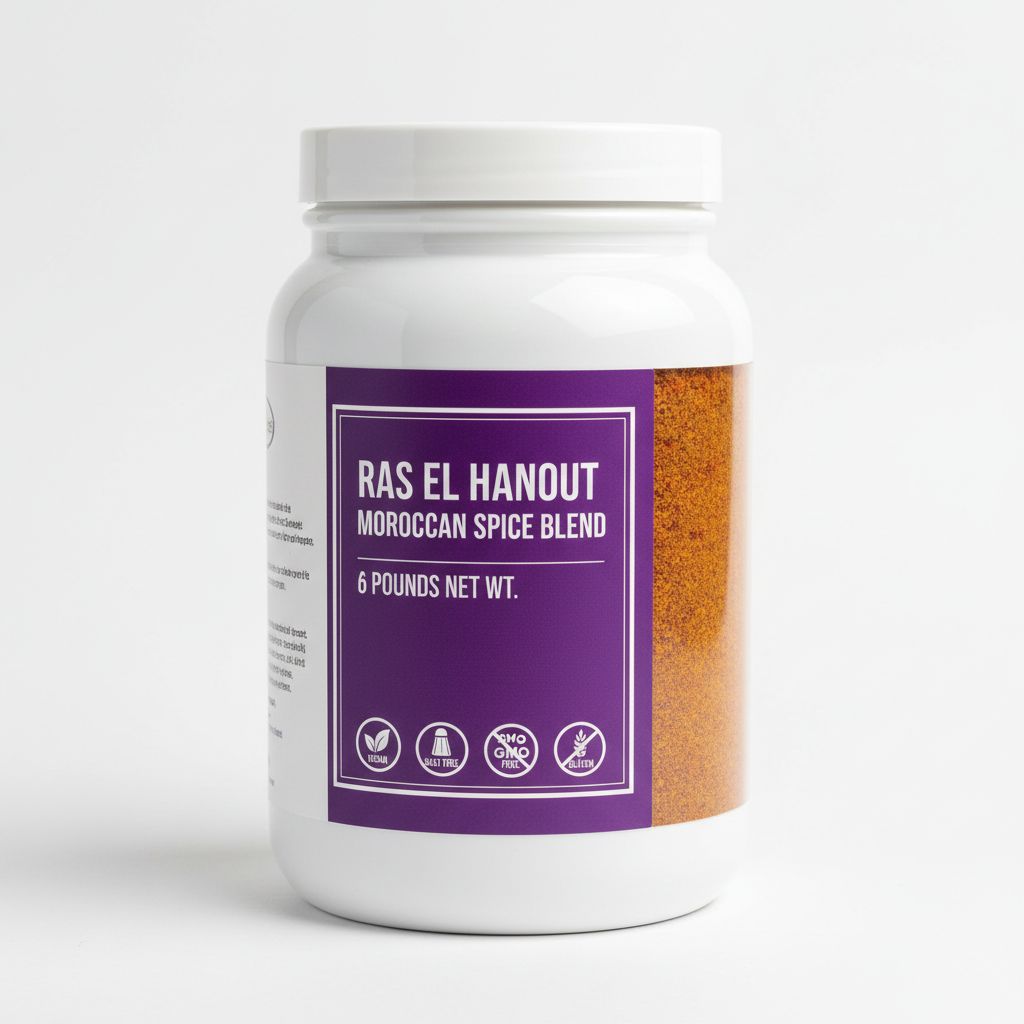 label purple and white with sign of Gluten fREE, SALT FREE, GMO Free, Vegan