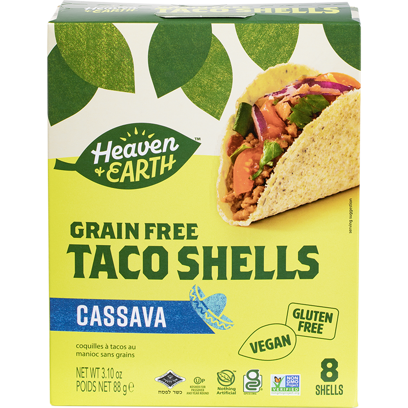 HEAVEN & EARTH GRAIN FREE TACO SHELLS DE 4.1 ONZAS.